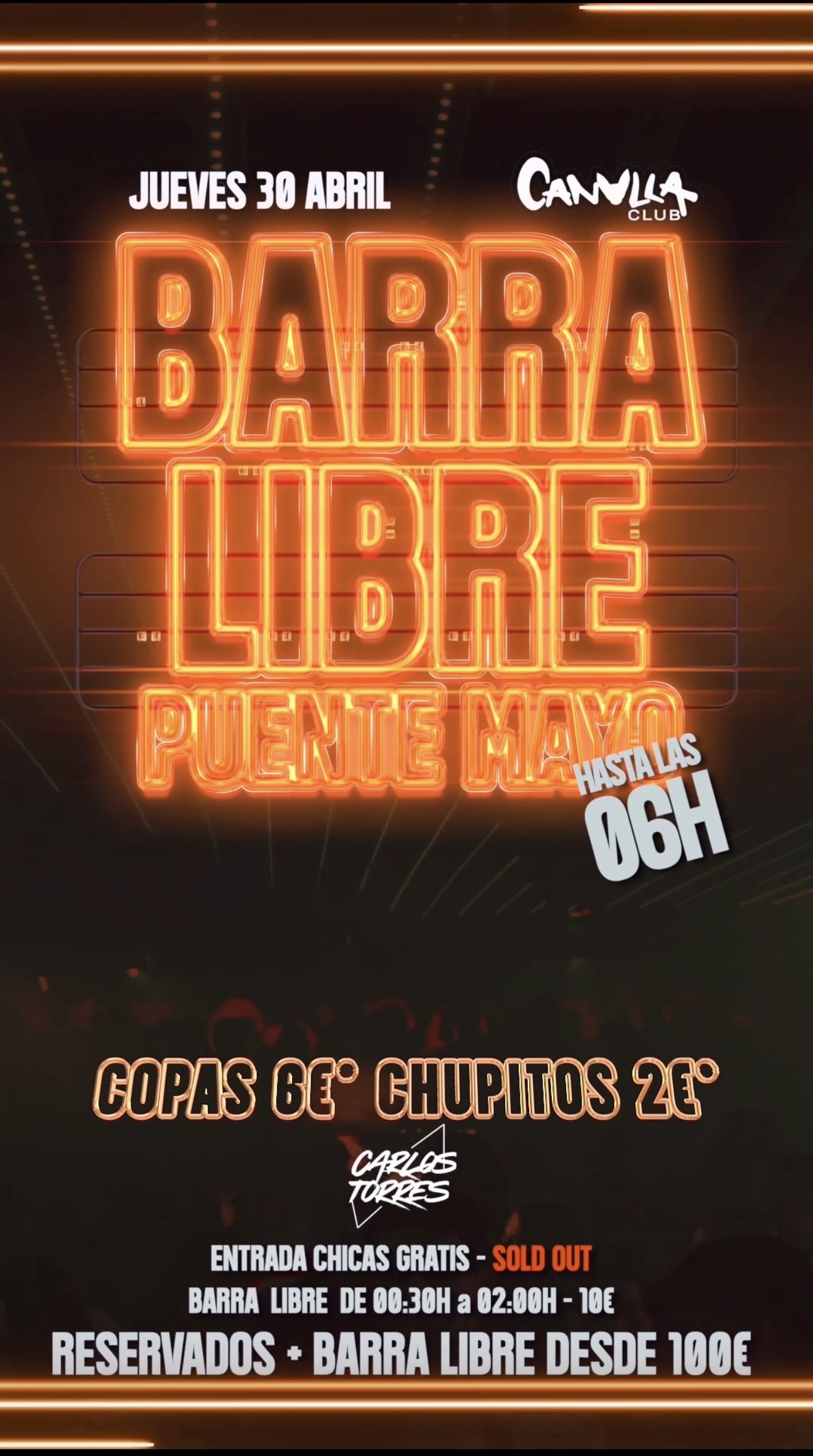 JUEVES 30 ABR. BARRA LIBRE